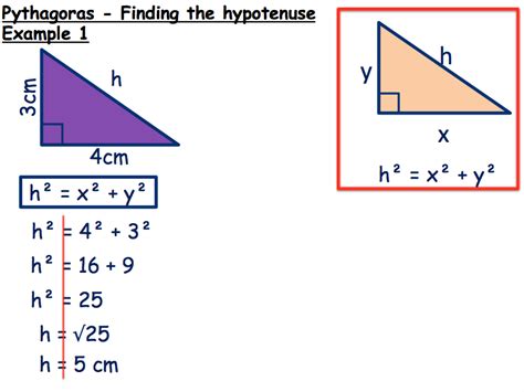 how to work out hypotenuse.